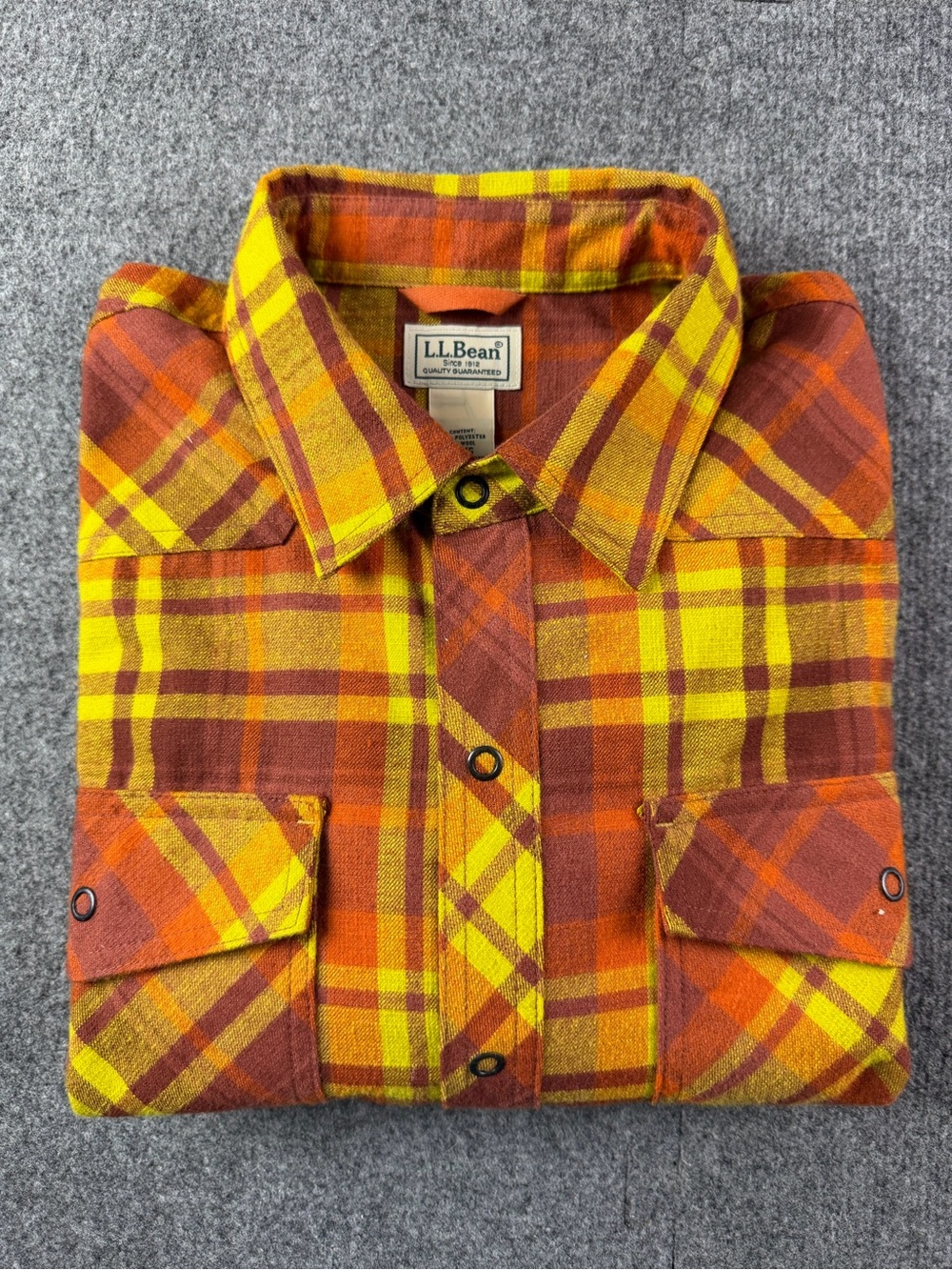L L Bean Mens L/S Snap Elbow Patch Plaid Heavy Pocket Shirt Size L Multicolor